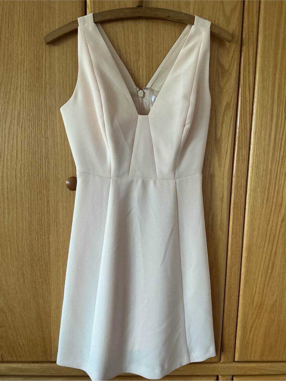 BCBGeneration Soft Cream V-Neck Mini A-Line Dress